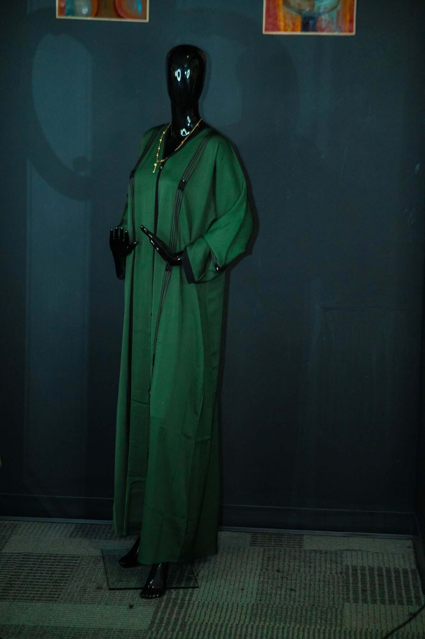 Dark Green with Black Design Abaya