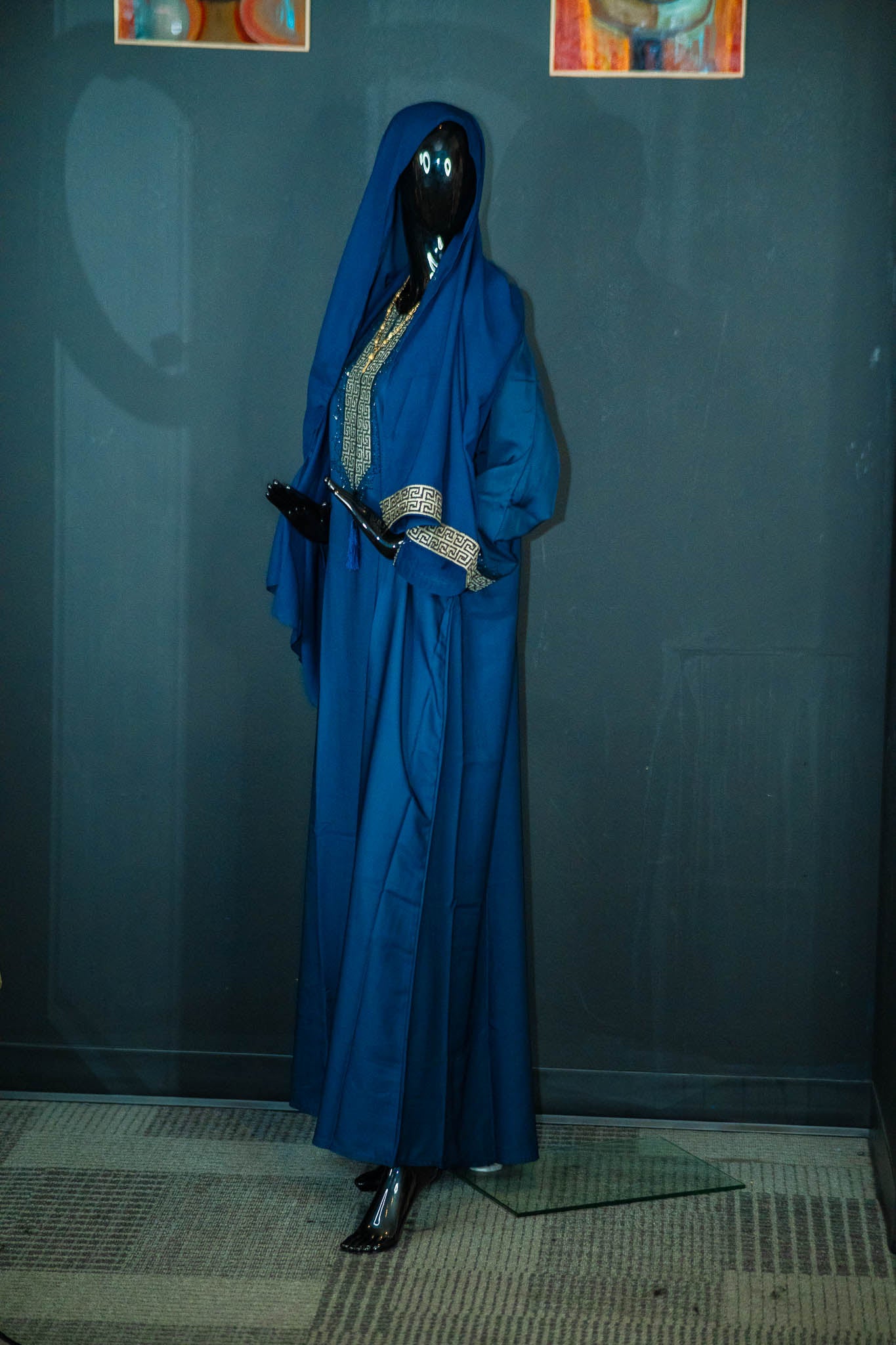 Dark Blue with Gold Design Abaya