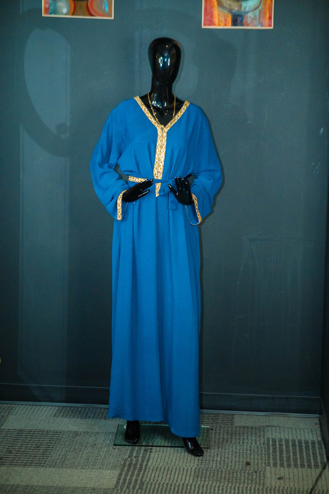 1 Piece Abaya w/ Gold Striping