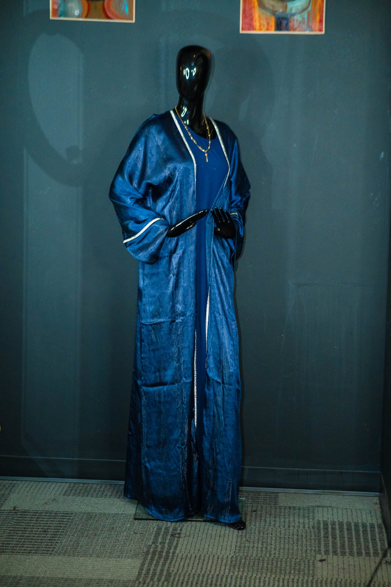 Dark Blue with Gold Design Abaya