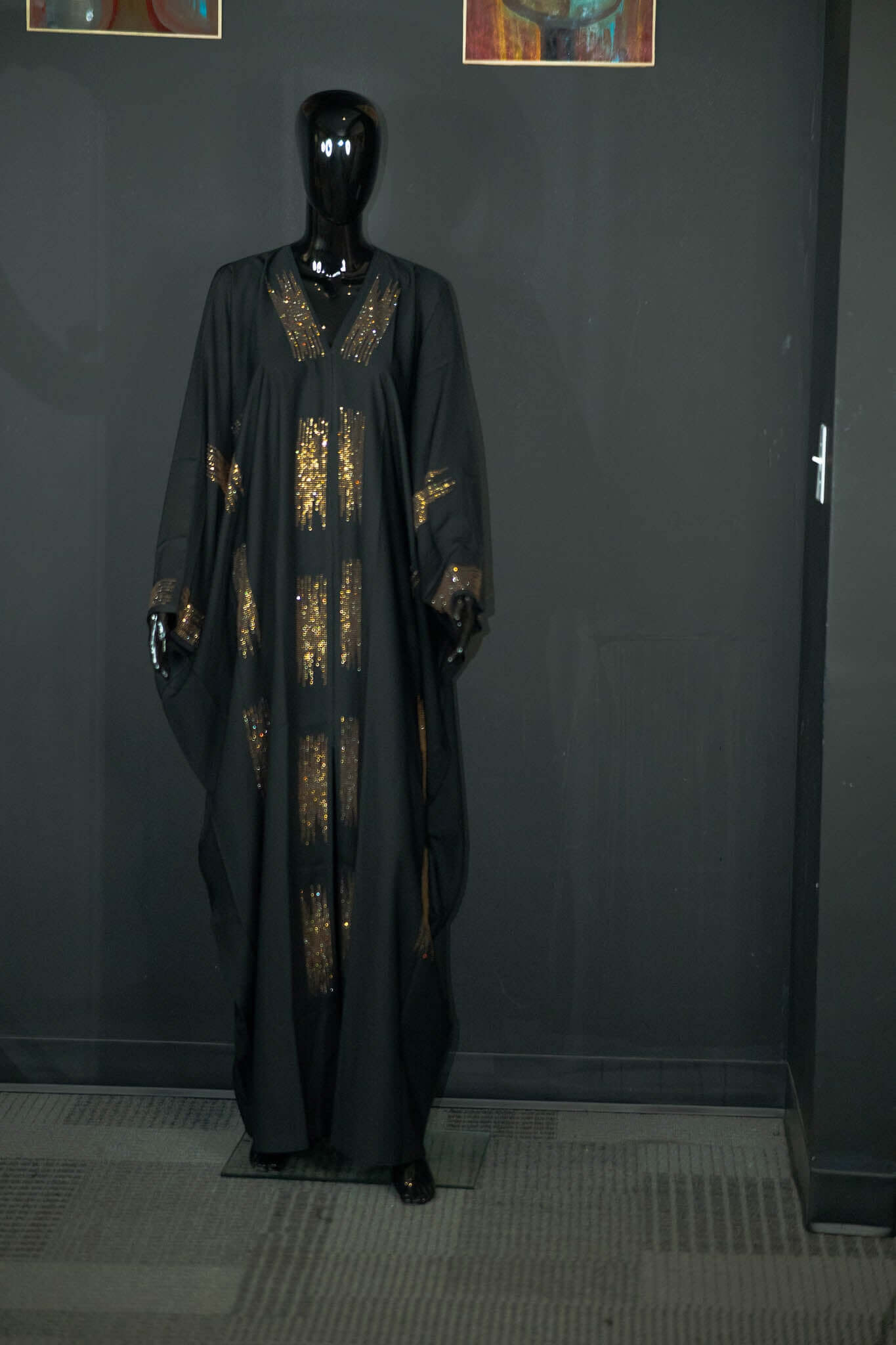 Black Abaya with Intricate Designs