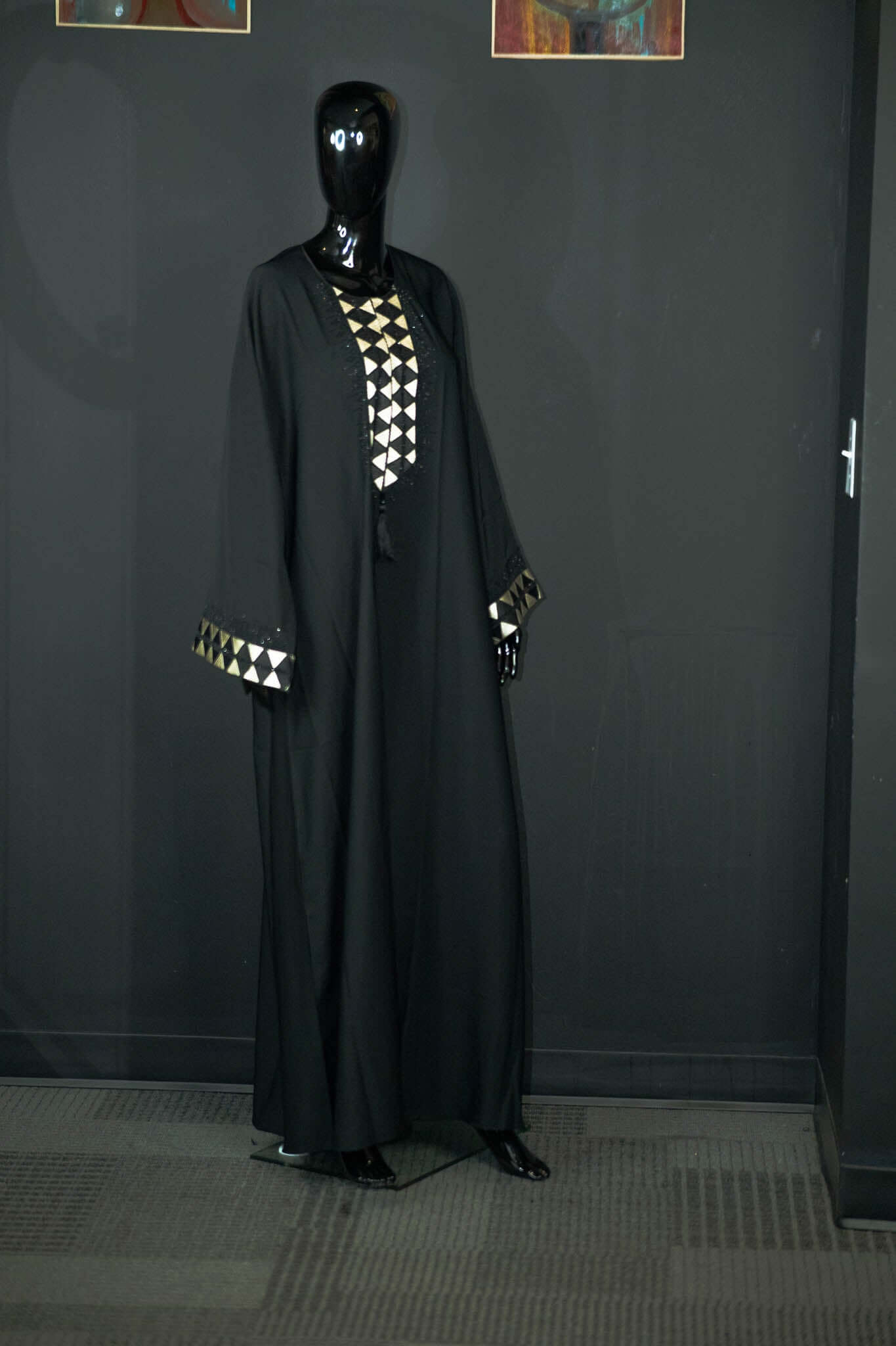 Black Abaya with Intricate Designs