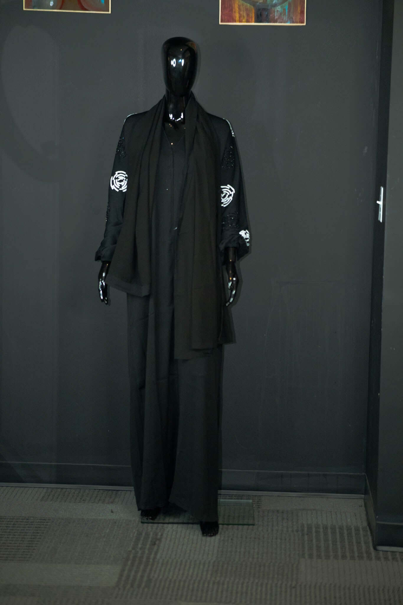 Black Abaya with Intricate Designs