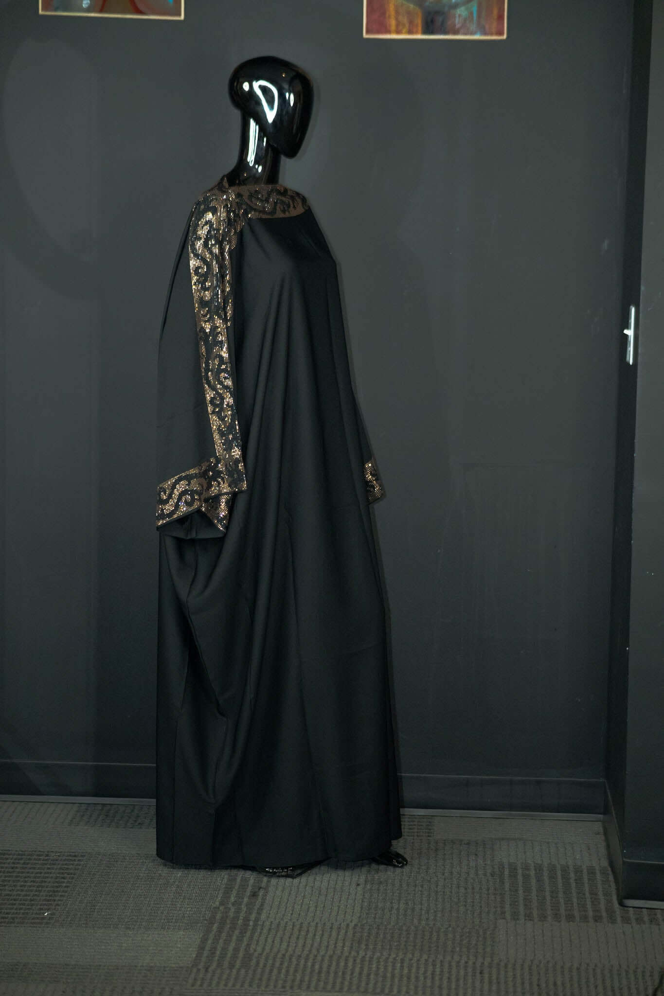 Black Abaya with Intricate Designs