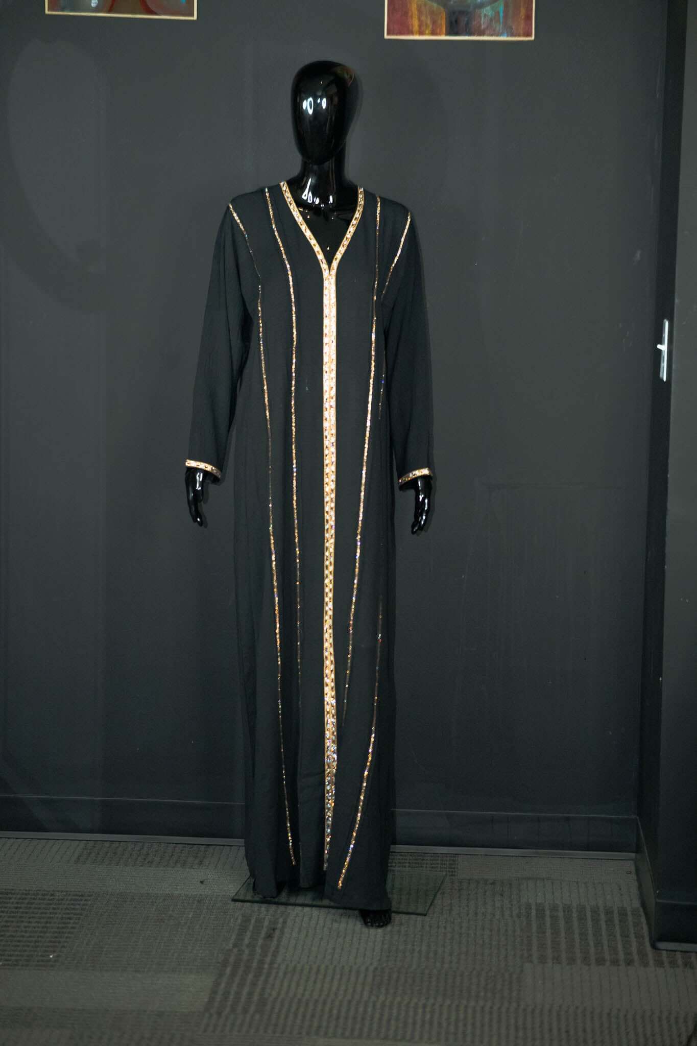 Black Abaya with Intricate Designs