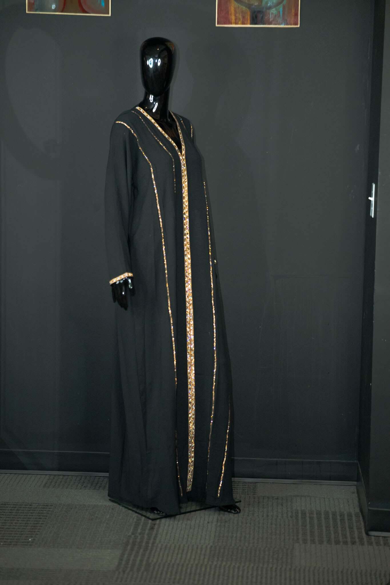 Black Abaya with Intricate Designs