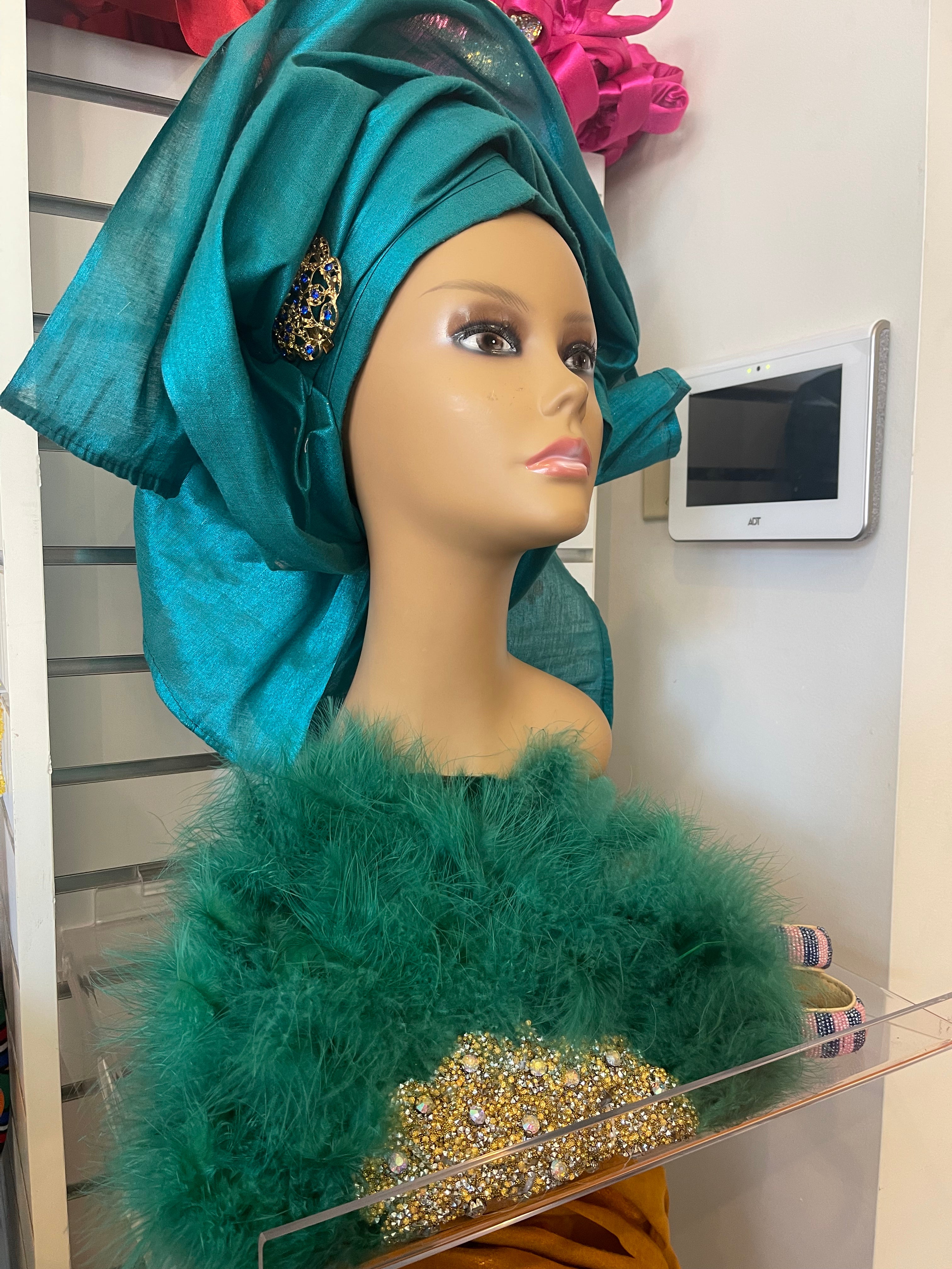 Turquoise African head wrap